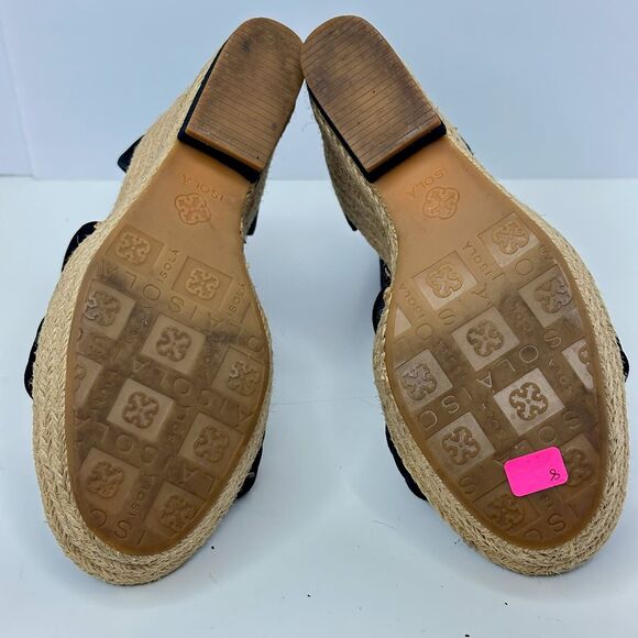 Isola Size 8 Womens Sandals Black Espadrilles Wedge Strappy Open Toe Shoes - Picture 6 of 6